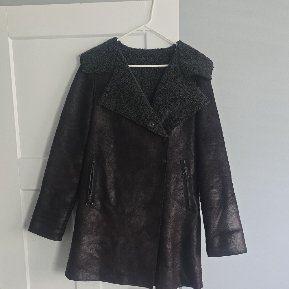 Women's Black Faux Shearling Coat